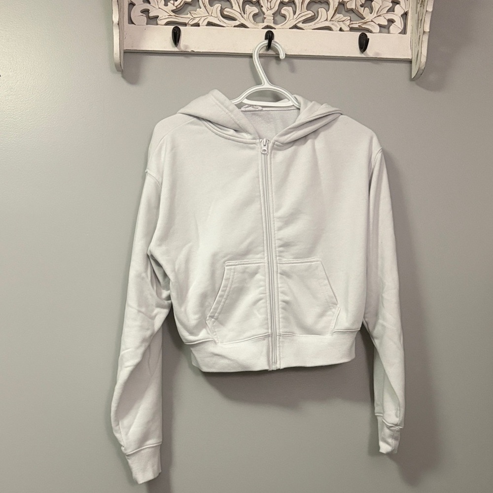 Ardene White Cropped Casual Hoodie